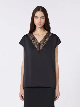 Feminin satintop, sort