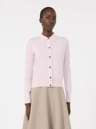 Feminint uldcardigan, lyserødt
