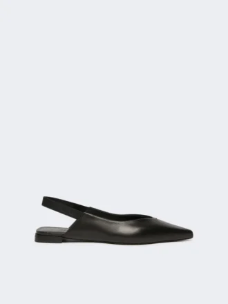 Flade slingbacks i nappalæder, sort