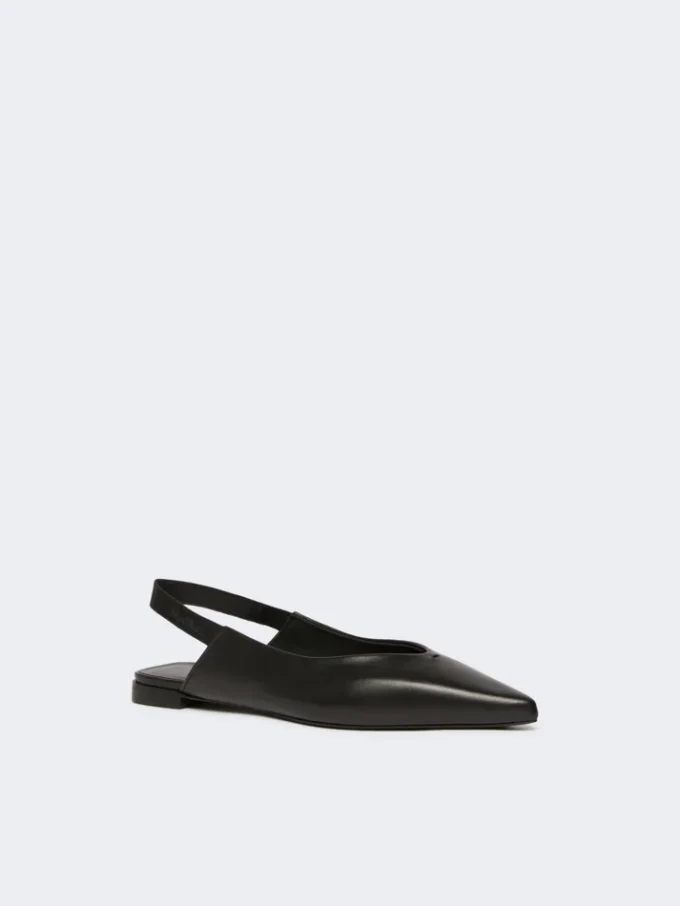 Flade slingbacks i nappalæder, sort Flade slingbacks i nappalæder, sort