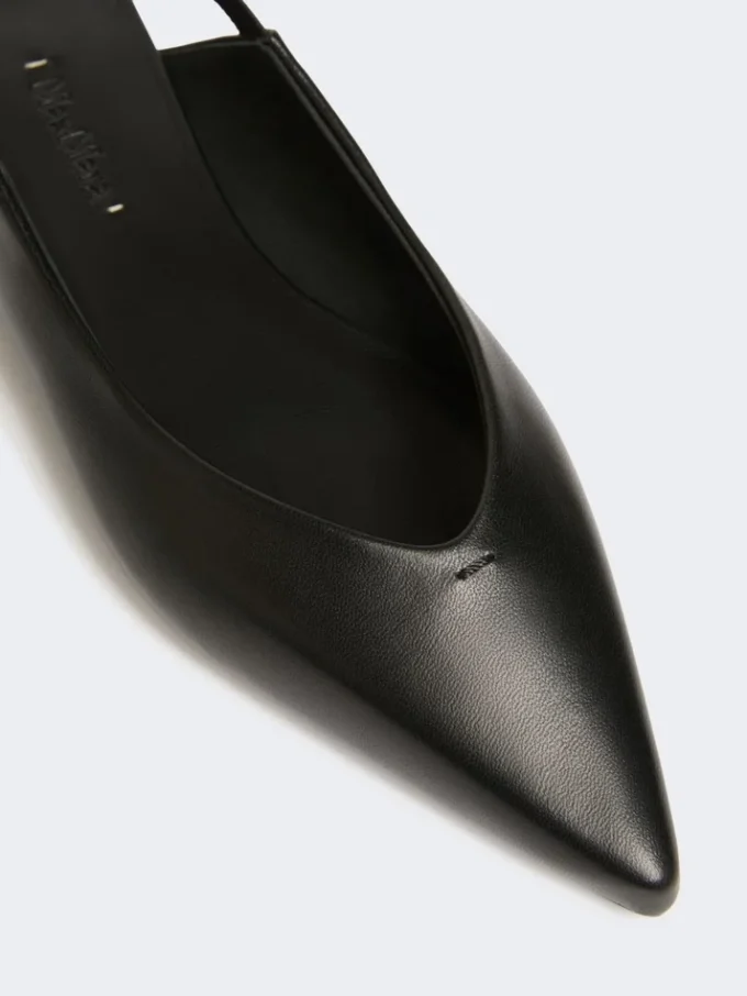 Flade slingbacks i nappalæder, sort Flade slingbacks i nappalæder, sort