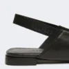Flade slingbacks i nappalæder, sort Flade slingbacks i nappalæder, sort