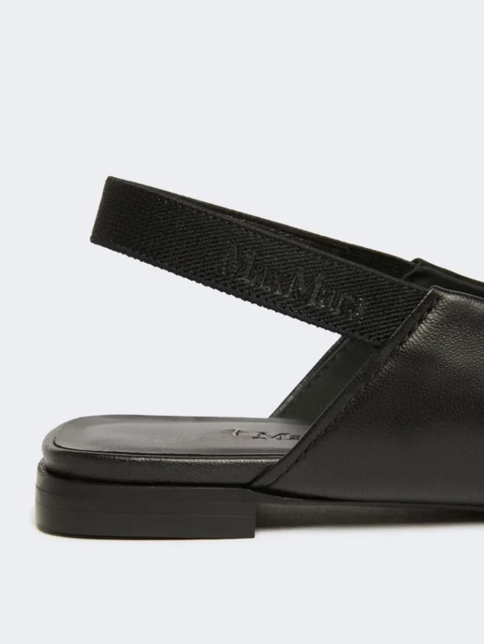 Flade slingbacks i nappalæder, sort Flade slingbacks i nappalæder, sort