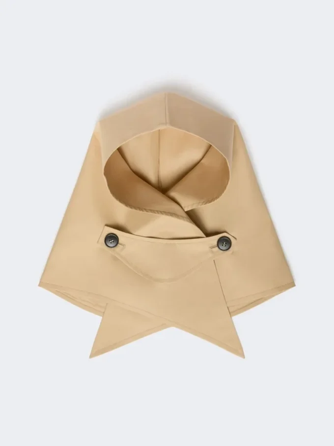 Hat-foulard i vandafvisende gabardine, beige Hat-foulard i vandafvisende gabardine, beige