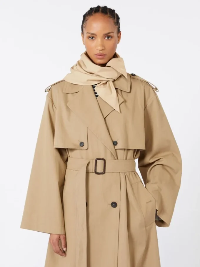 Hat-foulard i vandafvisende gabardine, beige Hat-foulard i vandafvisende gabardine, beige