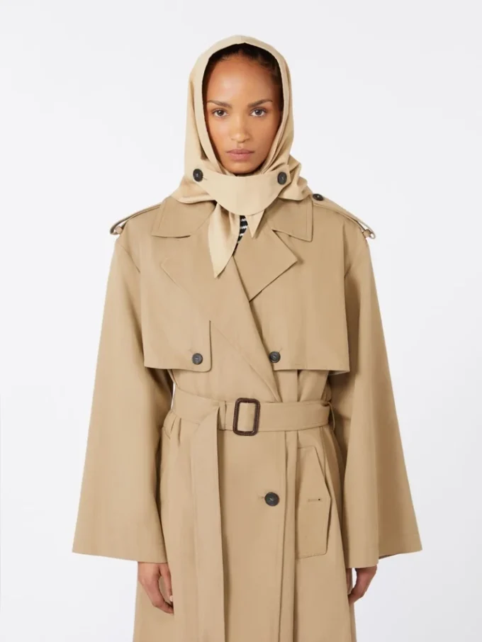 Hat-foulard i vandafvisende gabardine, beige Hat-foulard i vandafvisende gabardine, beige