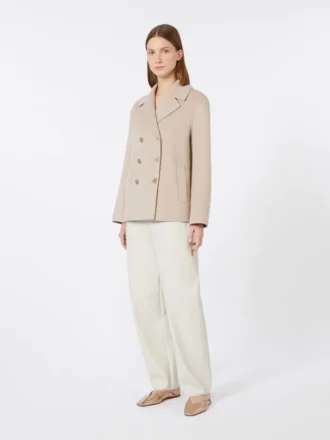 Jakke i bredvævet uld, beige-rosa