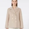 Jakke i bredvævet uld, beige-rosa Jakke i bredvævet uld, beige-rosa
