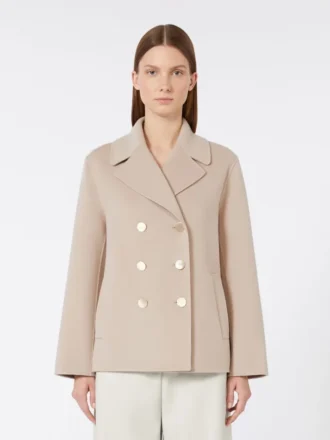 Jakke i bredvævet uld, beige-rosa