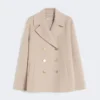 Jakke i bredvævet uld, beige-rosa Jakke i bredvævet uld, beige-rosa