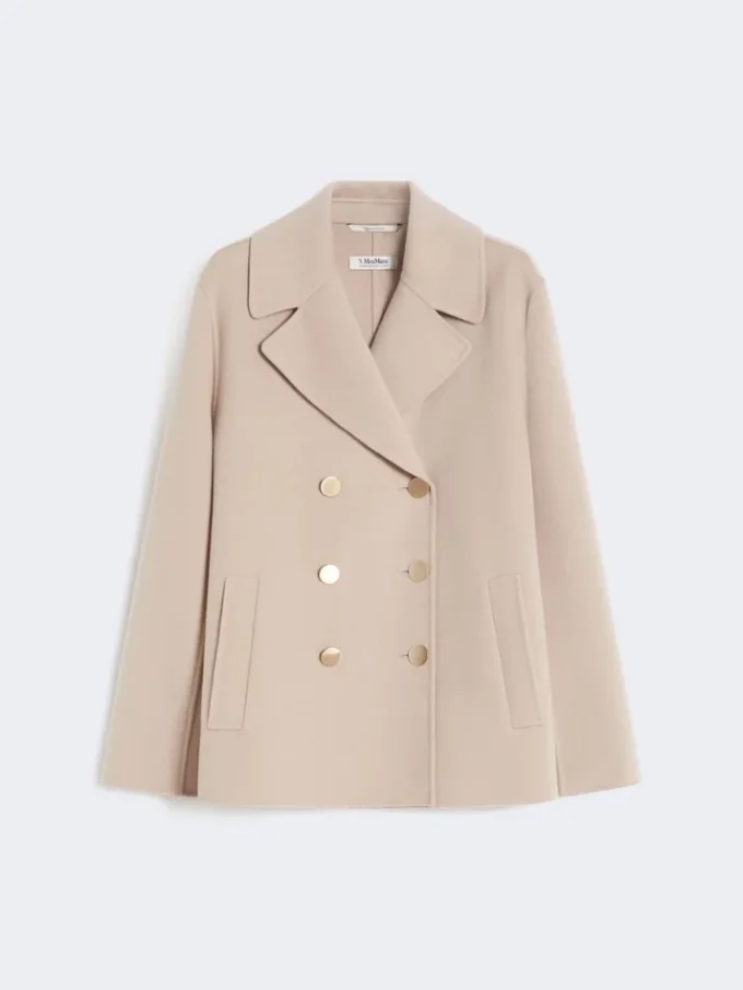 Jakke i bredvævet uld, beige-rosa Jakke i bredvævet uld, beige-rosa