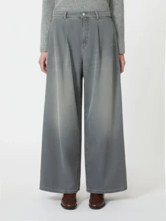 Jeans i bomuld og viskose-denim, mellemgrå