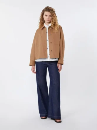 Jeans i hør og bomuldsdenim, marineblå