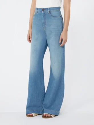 Jeans i hør og bomuldsdenim, marineblå