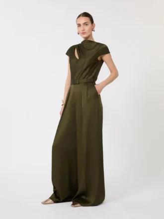 Jumpsuit i Envers-satin, mosgrøn