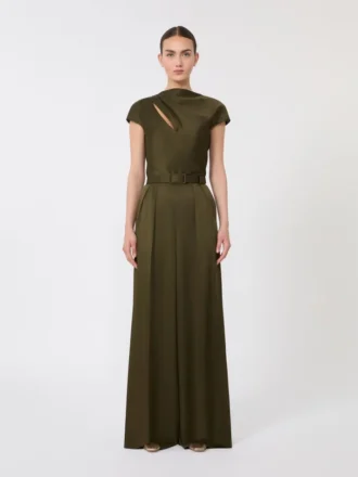 Jumpsuit i Envers-satin, mosgrøn