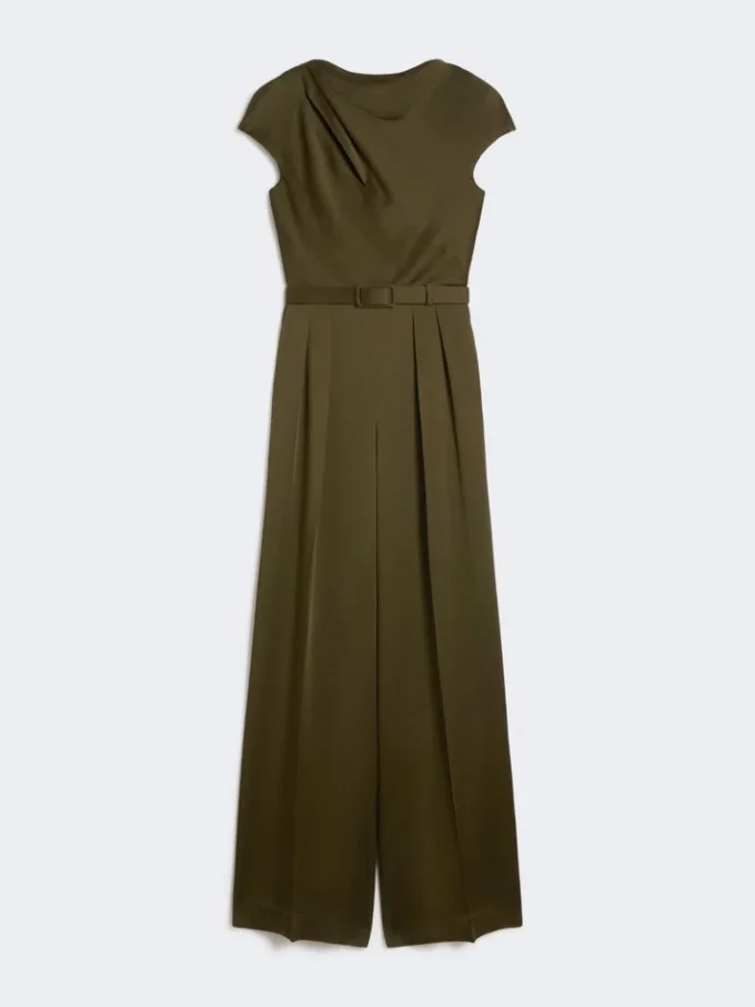 Jumpsuit i Envers-satin, mosgrøn Jumpsuit i Envers-satin, mosgrøn