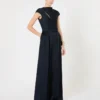 Jumpsuit i reverssateng, midnatsblå Jumpsuit i reverssateng, midnatsblå