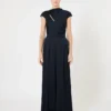 Jumpsuit i reverssateng, midnatsblå Jumpsuit i reverssateng, midnatsblå