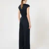 Jumpsuit i reverssateng, midnatsblå Jumpsuit i reverssateng, midnatsblå