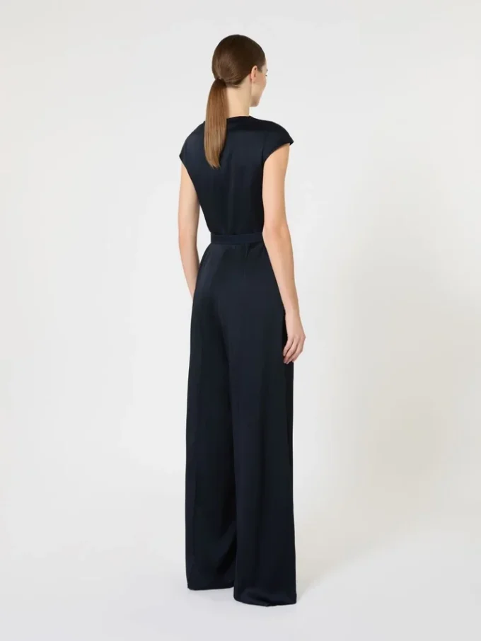 Jumpsuit i reverssateng, midnatsblå Jumpsuit i reverssateng, midnatsblå