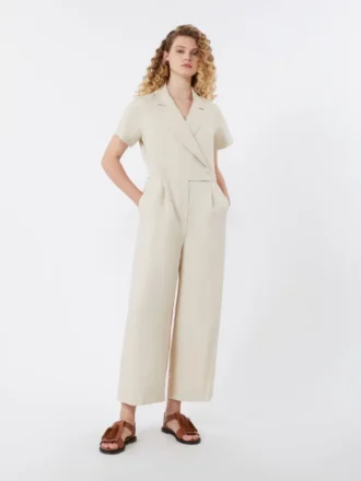 Jumpsuit i viskose og hør, Batavia, beige