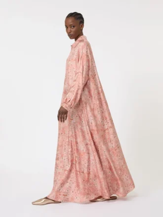 Kaftankjole i twill med print, koral