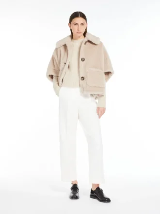 Kappe i alpaca og uld-teddy-stof, beige