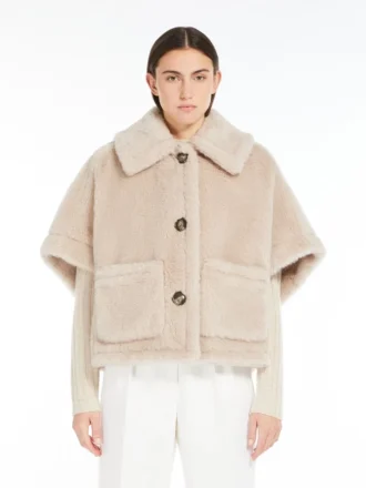 Kappe i alpaca og uld-teddy-stof, beige