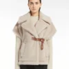 Kappe i alpaca og uld-teddy-stof, beige Kappe i alpaca og uld-teddy-stof, beige
