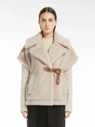 Kappe i alpaca og uld-teddy-stof, beige