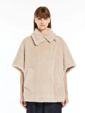 Kappe i alpaca og uld-teddy-stof, beige