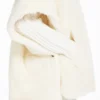 Kappe i alpaca og uld-teddy-stof, optisk hvid Kappe i alpaca og uld-teddy-stof, optisk hvid