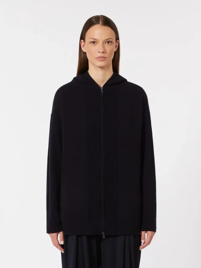Kashmir-cardigan med hætte, ultramarin Kashmir-cardigan med hætte, ultramarin