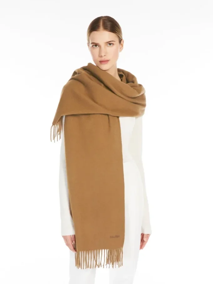 Kashmir-stole med logo, beige Kashmir-stole med logo, beige