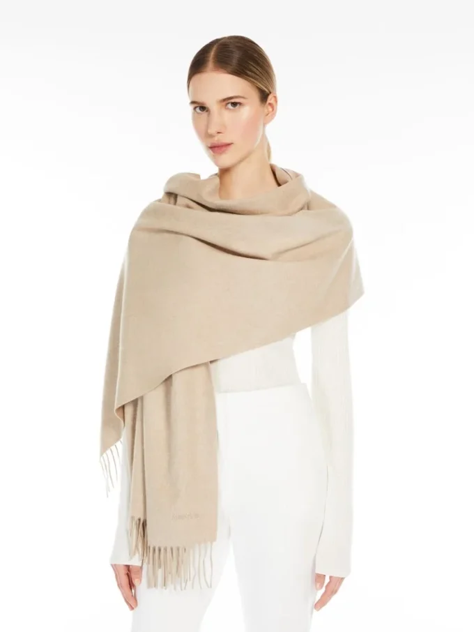 Kashmir-stole med logo, beige Kashmir-stole med logo, beige