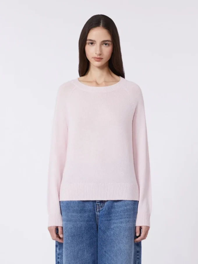 Kashmir-sweater med rund hals, lyserød Kashmir-sweater med rund hals, lyserød