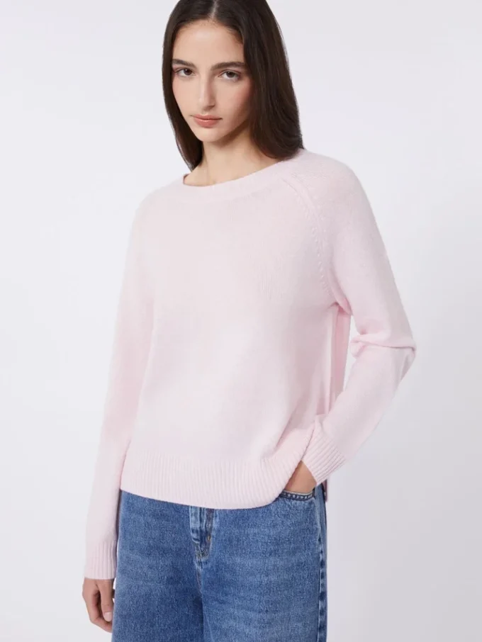 Kashmir-sweater med rund hals, lyserød Kashmir-sweater med rund hals, lyserød