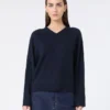 Kashmir-sweater med V-hals, marineblå Kashmir-sweater med V-hals, marineblå