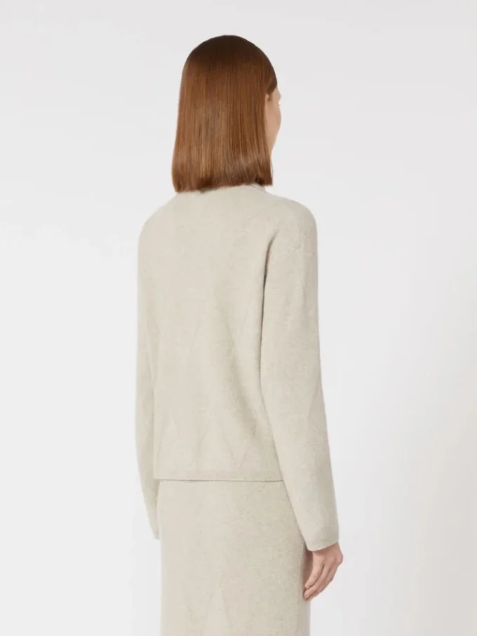 Kashmirstrikket cardigan, beige Kashmirstrikket cardigan, beige
