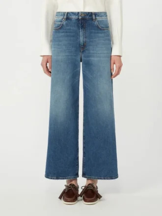 Komfortable jeans med udvidet ben, marineblå