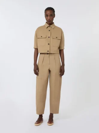 Cargo-bukser i bomulds-bull-denim, sand