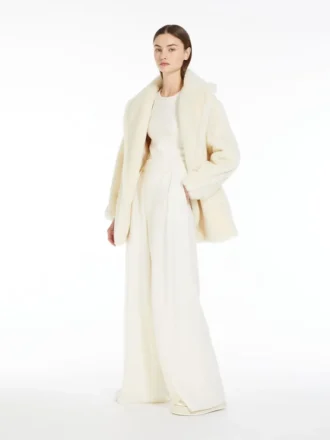 Kort Teddy Bear Icon Coat i alpaca og uld, hvid