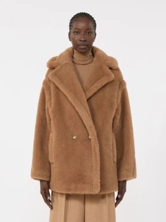 Kort Teddy Bear Icon Coat, kamel