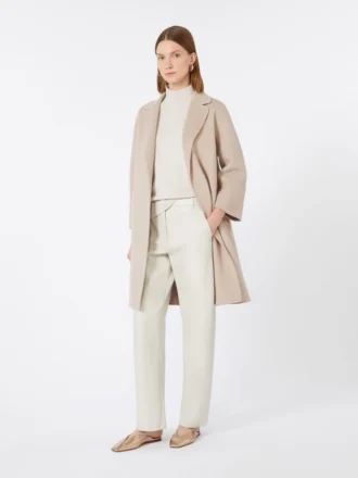Kort uldfrakke, beige-rosa