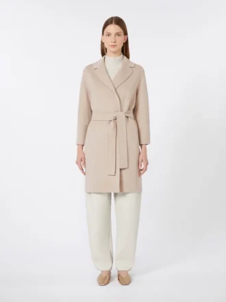 Kort uldfrakke, beige-rosa
