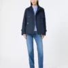 Kort, vandafvisende gabardine-trenchcoat, marineblå Kort, vandafvisende gabardine-trenchcoat, marineblå