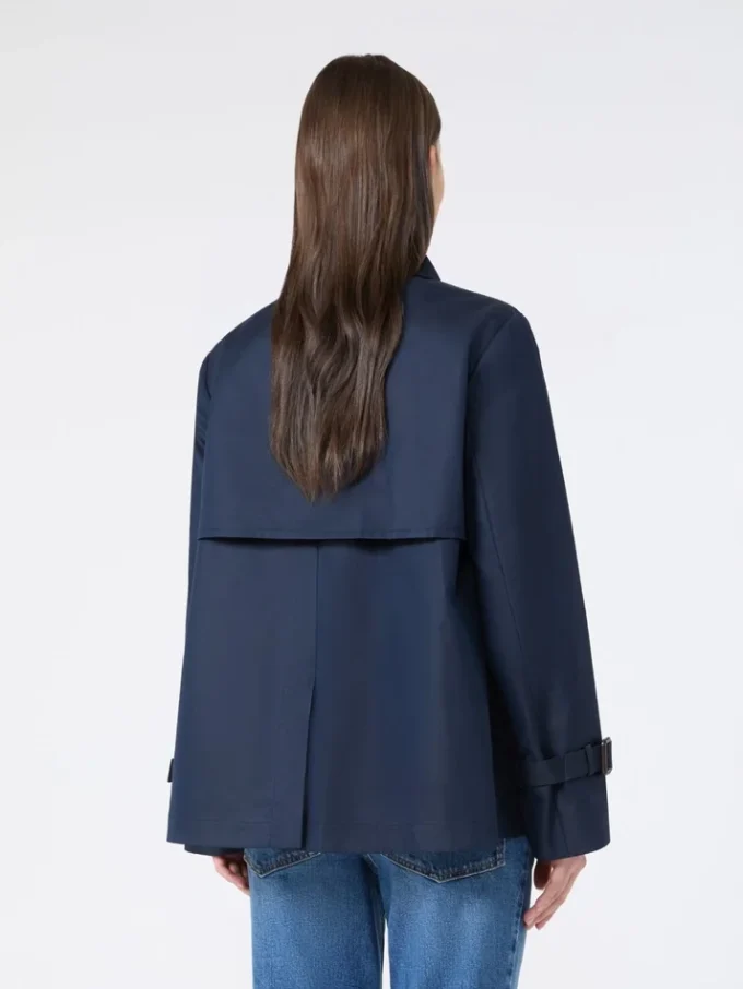 Kort, vandafvisende gabardine-trenchcoat, marineblå Kort, vandafvisende gabardine-trenchcoat, marineblå