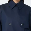 Kort, vandafvisende gabardine-trenchcoat, marineblå Kort, vandafvisende gabardine-trenchcoat, marineblå