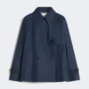 Kort, vandafvisende gabardine-trenchcoat, marineblå Kort, vandafvisende gabardine-trenchcoat, marineblå